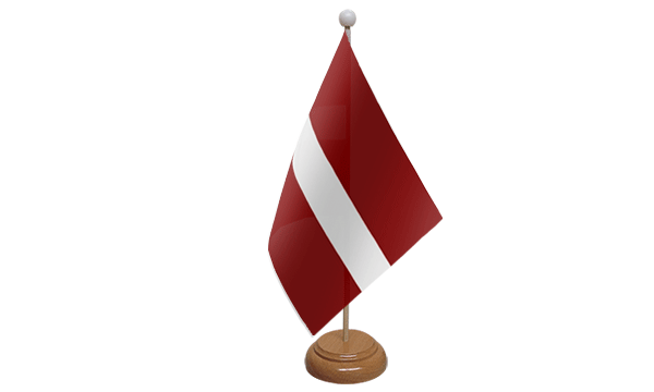 Latvia Small Flag with Wooden Stand